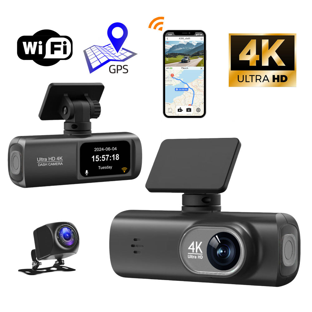 Dashcam Caméra 4K de voiture WiFi Connectée avec Commande Vocale + GPS