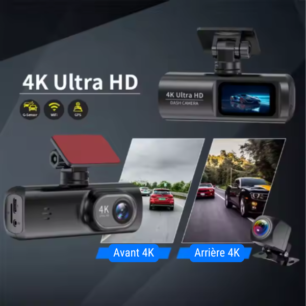 Dashcam Caméra 4K de voiture WiFi Connectée avec Commande Vocale + GPS